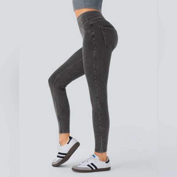 NWT Halara Flex High Waisted Pockets Stretchy Knit Denim Leggings Size XL - Picture 2 of 8